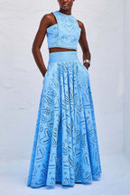 Larissa™ Geborduurde Top & Hoge Taille Maxi Rok Set
