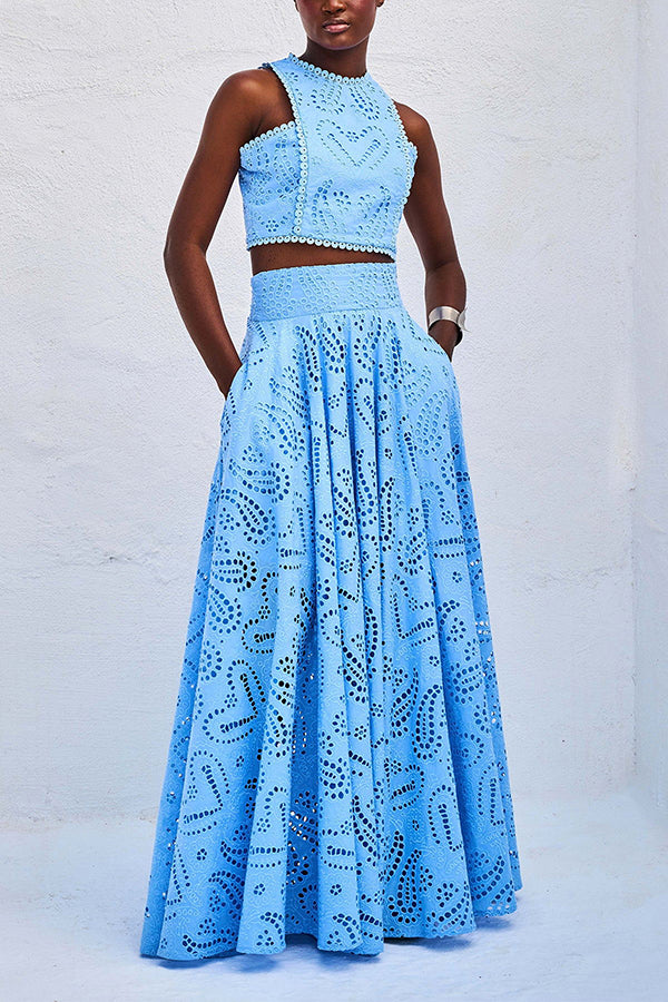 Larissa™ Geborduurde Top & Hoge Taille Maxi Rok Set