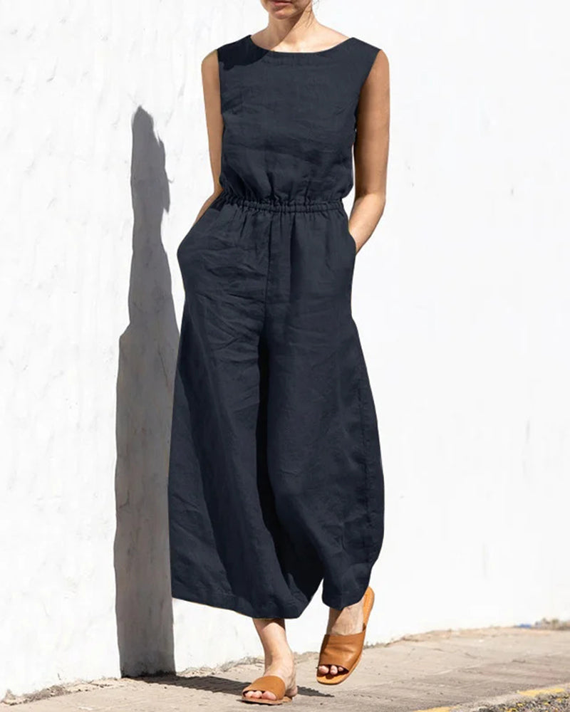 Norah - Mouwloze Jumpsuit Met Wijde Pijpen En Trendy Design