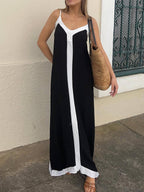 Nancy | Eilandstijl Lavechic Kleurblok Midi Jurk Look