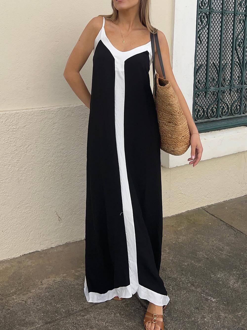 Nancy | Eilandstijl Lavechic Kleurblok Midi Jurk Look