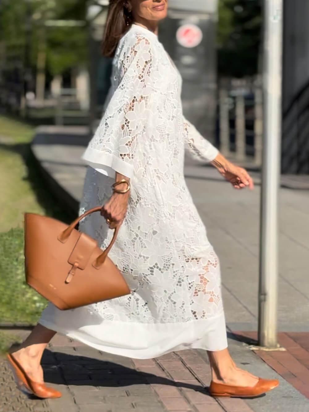 Willow | Strand Glam Bloem V-Hals Midi Jurk