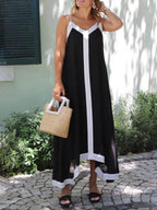 Nancy | Eilandstijl Lavechic Kleurblok Midi Jurk Look
