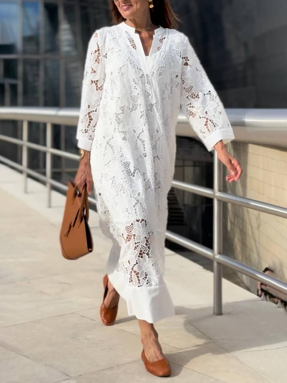 Willow | Strand Glam Bloem V-Hals Midi Jurk