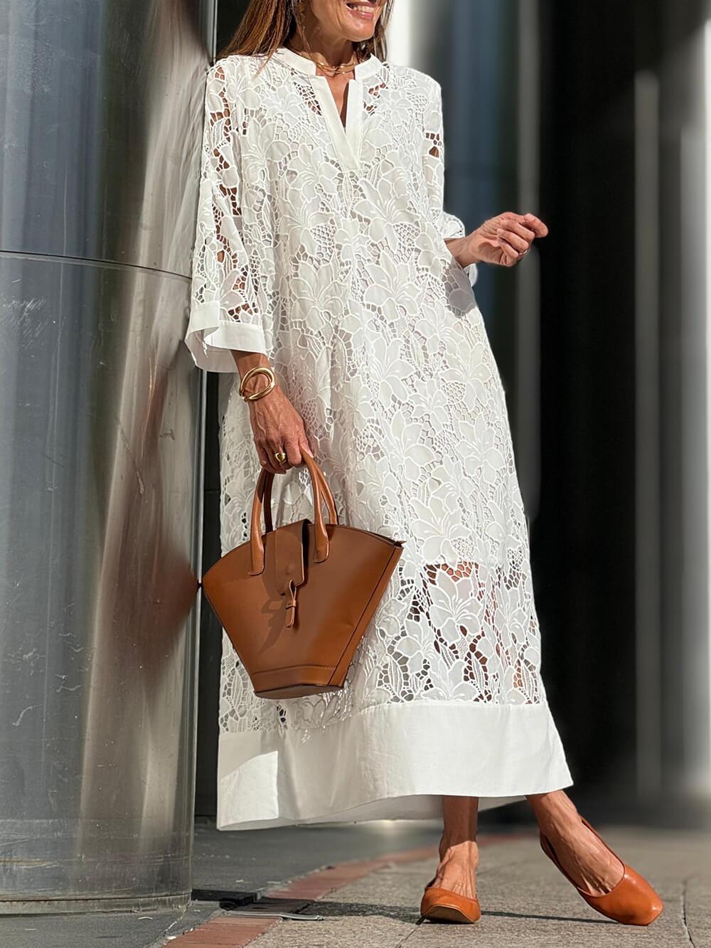 Willow | Strand Glam Bloem V-Hals Midi Jurk