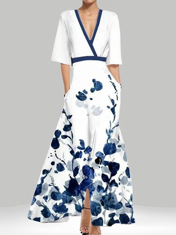 Lea | Seaside Glam Elegante Mid Sleeve Maxi Jurk Ensemble
