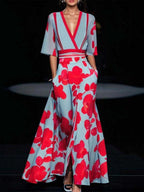 Lea | Seaside Glam Elegante Mid Sleeve Maxi Jurk Ensemble