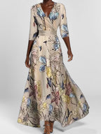 Lea | Seaside Glam Elegante Mid Sleeve Maxi Jurk Ensemble