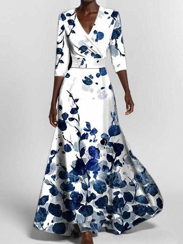 Lea | Seaside Glam Elegante Mid Sleeve Maxi Jurk Ensemble