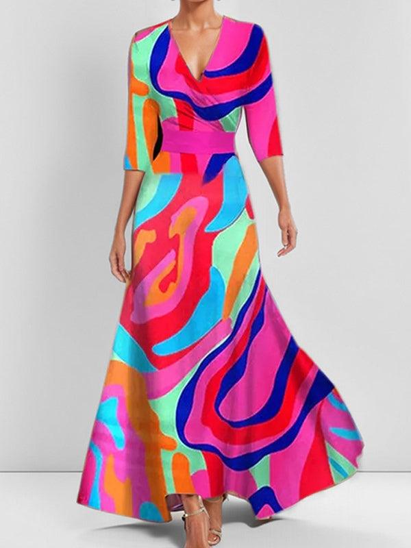 Lea | Seaside Glam Elegante Mid Sleeve Maxi Jurk Ensemble