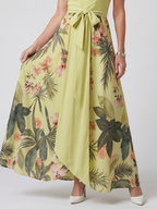 Weide | Gedrapeerde Halter Botanische Paneel Maxi Jurk