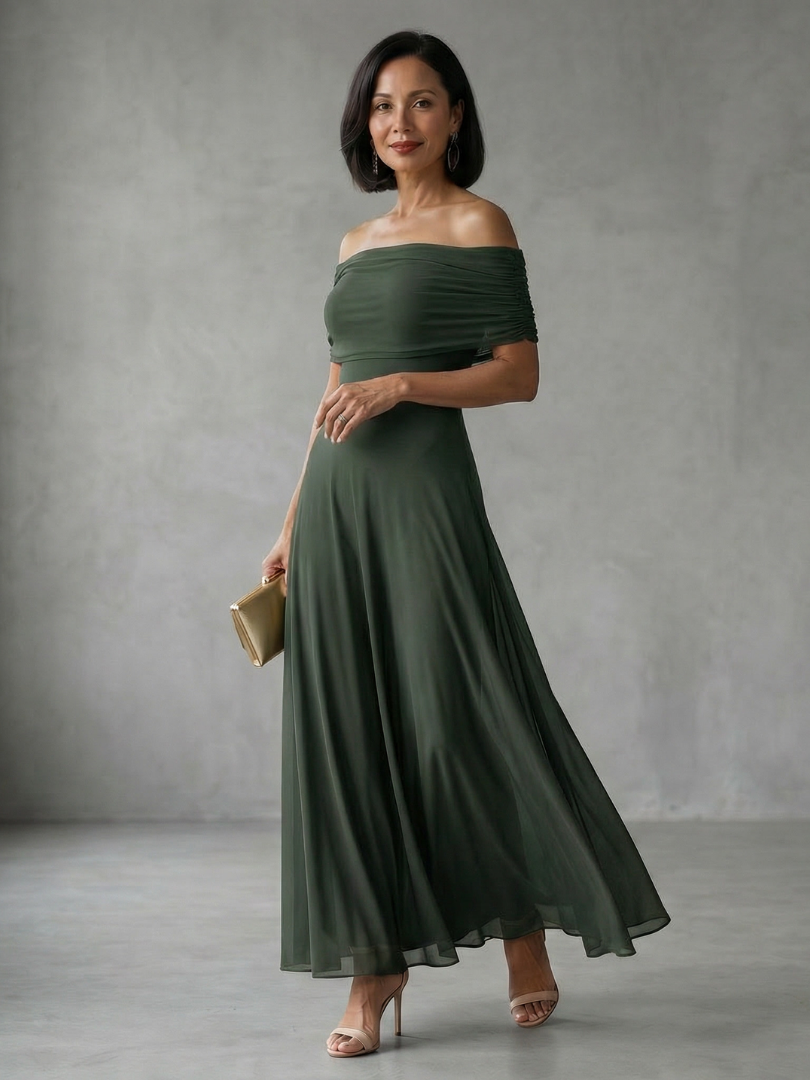 Juni | Off Shoulder Draped Midi Dress