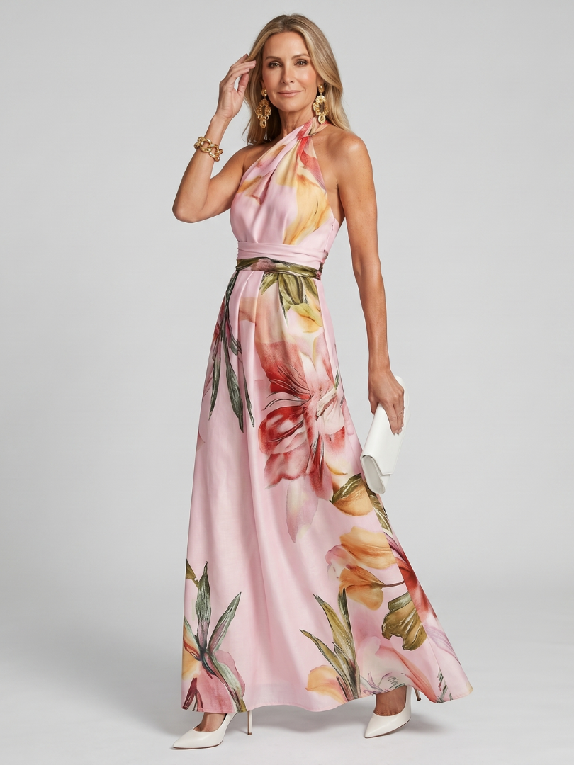 Hester | Zachte Halter Vloeiende Maxi Jurk