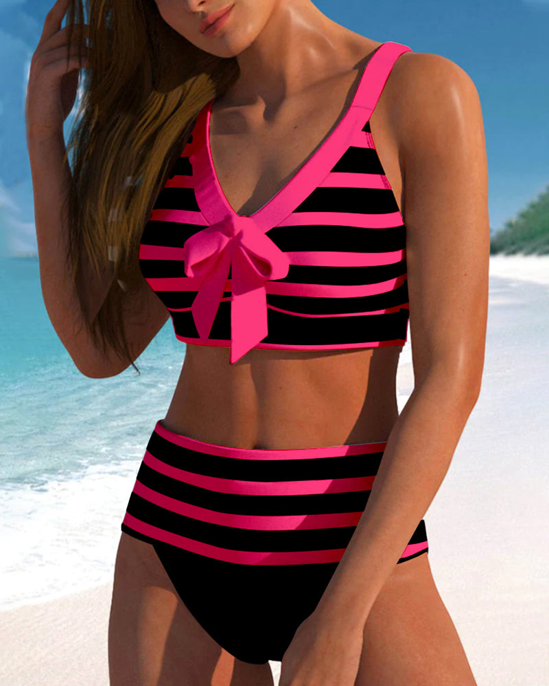 Emma | Gestreepte bikini met hoge taille