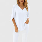 Violetta™ | Blouse Met V-Hals Sophistiqué