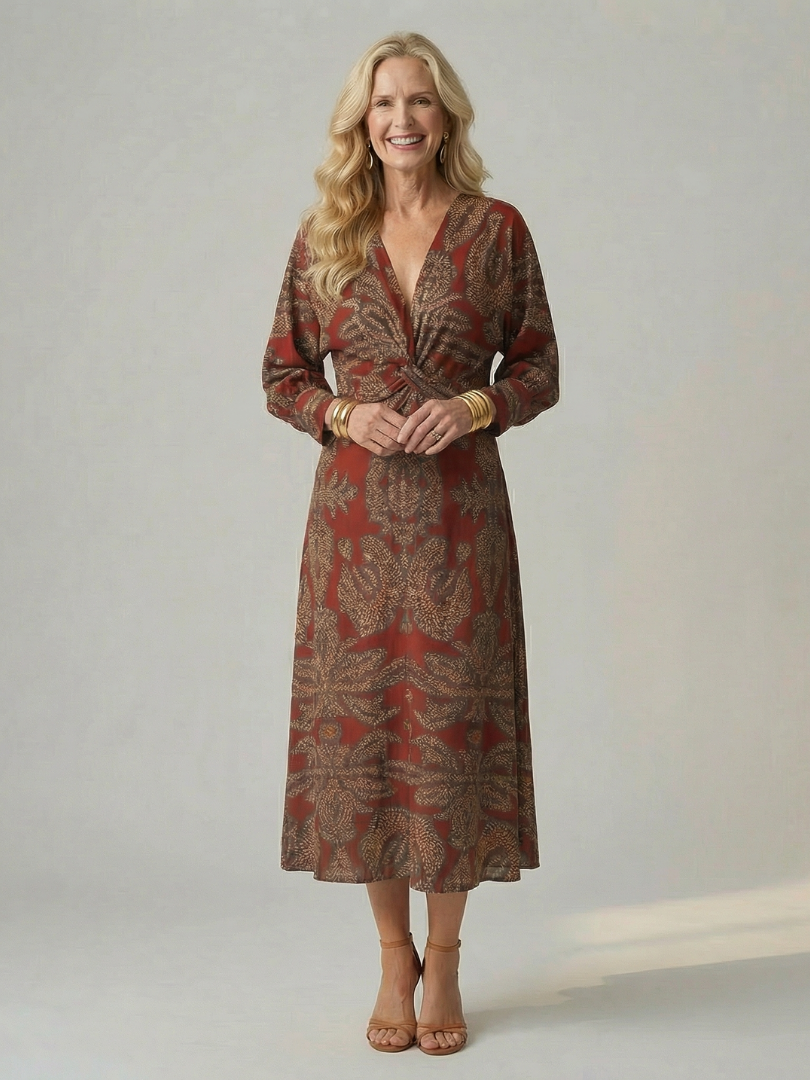 Lune | Natuurlijke Wrap Midi Jurk