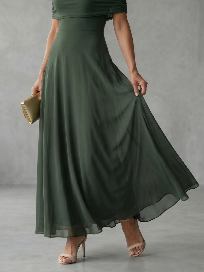 Juni | Off Shoulder Draped Midi Dress