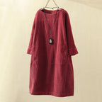 Lianne – Casual Corduroy Jurk Met Lange Mouwen En Een Losse Pasvorm