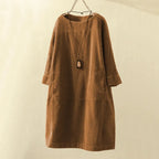 Lianne – Casual Corduroy Jurk Met Lange Mouwen En Een Losse Pasvorm