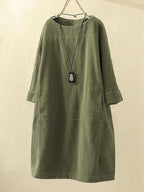 Lianne – Casual Corduroy Jurk Met Lange Mouwen En Een Losse Pasvorm