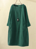 Lianne – Casual Corduroy Jurk Met Lange Mouwen En Een Losse Pasvorm