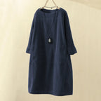 Lianne – Casual Corduroy Jurk Met Lange Mouwen En Een Losse Pasvorm