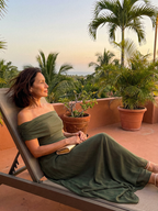 Juni | Off Shoulder Draped Midi Dress