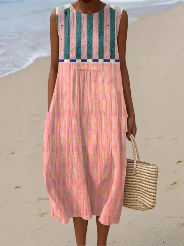 Fern™ | Gestreepte Pastel Midi Jurk