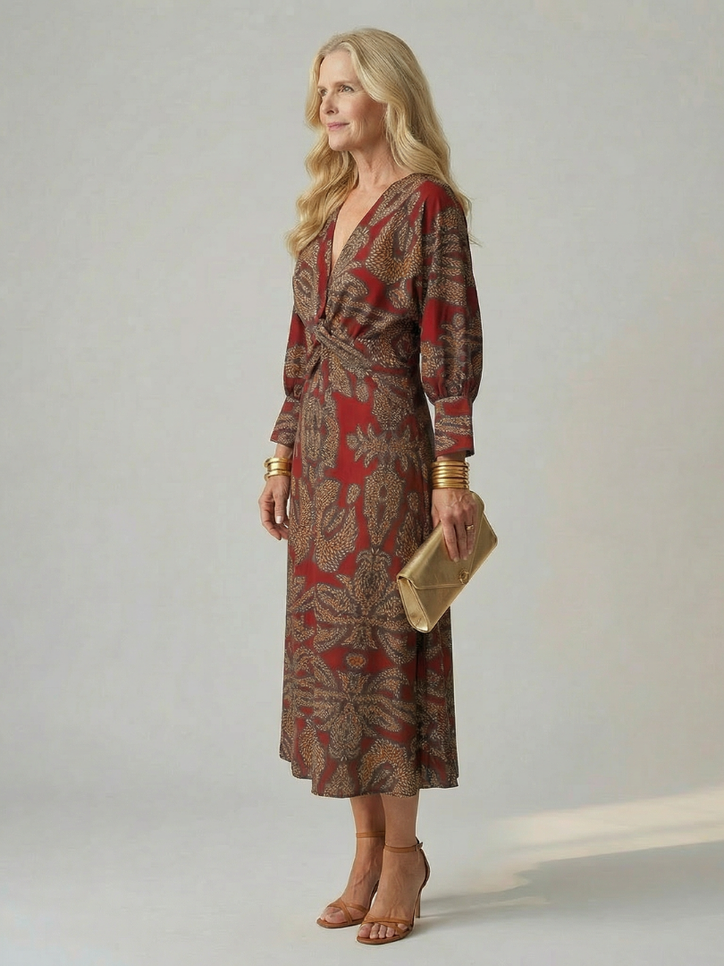 Lune | Natuurlijke Wrap Midi Jurk