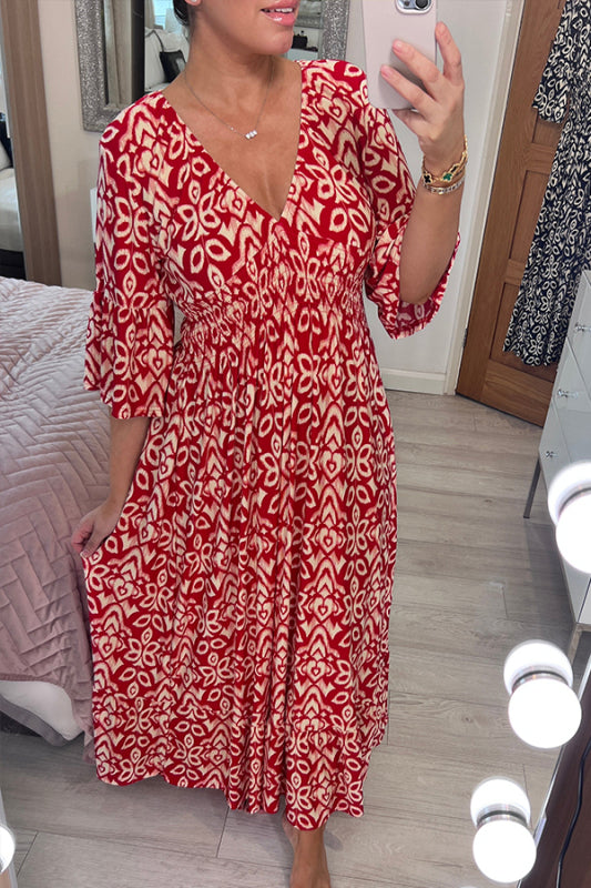 Lianne - Maxi Jurk Met V-Hals En Zwierige Rok Voor Een Zomerse Uitstraling