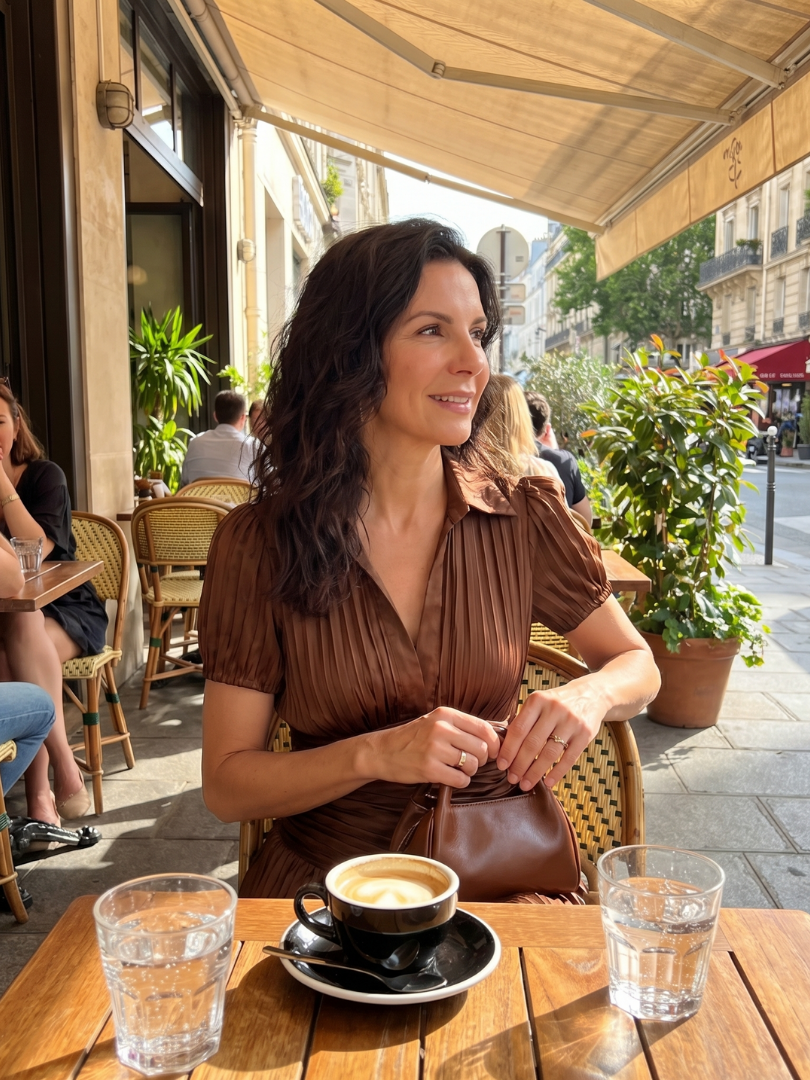 Theodora | Plissé Taille Stripe Midi Jurk
