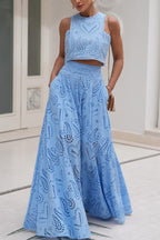 Larissa™ Geborduurde Top & Hoge Taille Maxi Rok Set