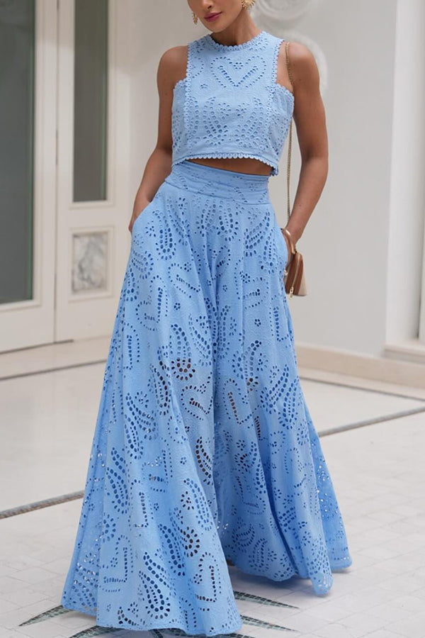 Larissa™ Geborduurde Top & Hoge Taille Maxi Rok Set