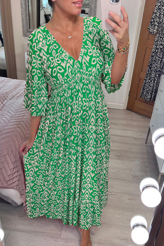 Lianne - Maxi Jurk Met V-Hals En Zwierige Rok Voor Een Zomerse Uitstraling