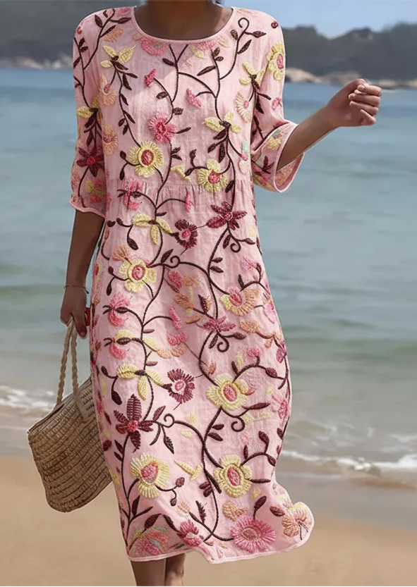 Rebecca in Roze | Dames Jurk met Bloemenpatroon