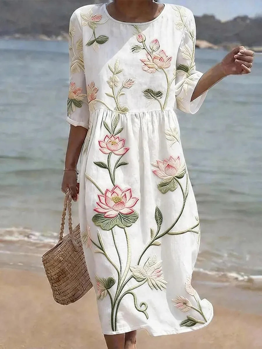 Kayla | Jurk met Plant- en Bloemenprint