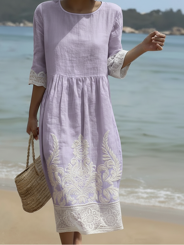Tiffany in Lavendel | Plant- en Bloemenprint Jurk
