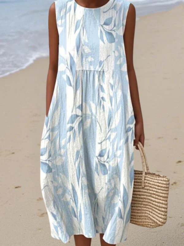Ivy™ | Midi Jurk met Bladerenprint
