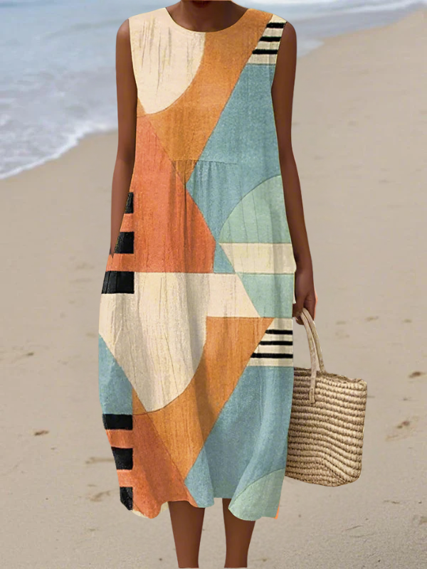 Sage™ | Geometrische Midi-jurk