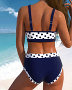 Liesbeth - Hoge Taille Stipjes Bikini met Patchwork Design