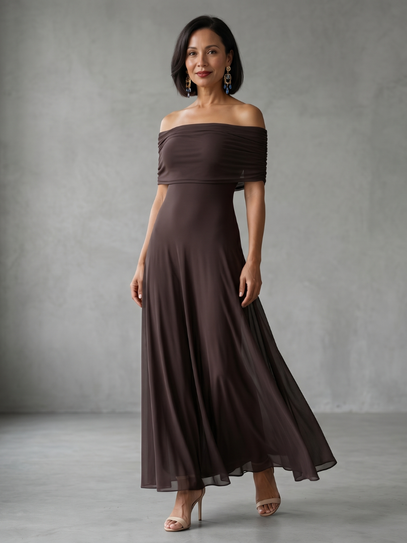 Juni | Off Shoulder Draped Midi Dress