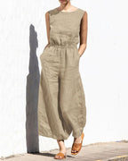 Norah - Mouwloze Jumpsuit Met Wijde Pijpen En Trendy Design