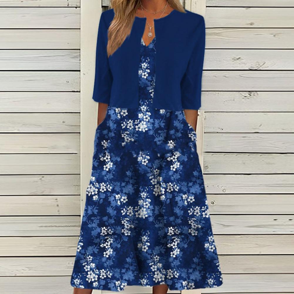 Linda - Elegante Bloemen Midi Jurk