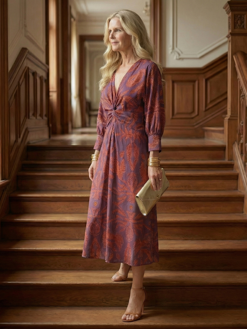 Lune | Natuurlijke Wrap Midi Jurk