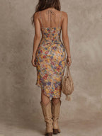Aura™ | Boho Bloemen Rimpel Midi Jurk