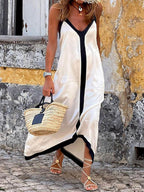 Nancy | Eilandstijl Lavechic Kleurblok Midi Jurk Look