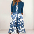 Linda - Elegante Bloemen Midi Jurk