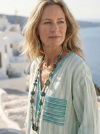 Velis | Gestreepte V-hals Midi-jurk met Pocket