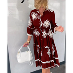 Romy - Bloemenjurk Met 3/4 Mouwen En Elegante Details