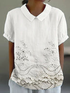 Lily | Bloemige Geborduurde Shirt